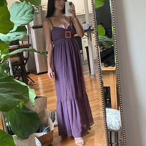Purple Ruched Sleeveless Maxi Sundress